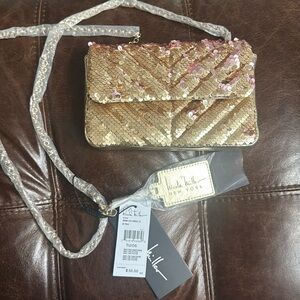 ❌SOLD❌ 104- NICOLE MILLER cross body sequence gold bag